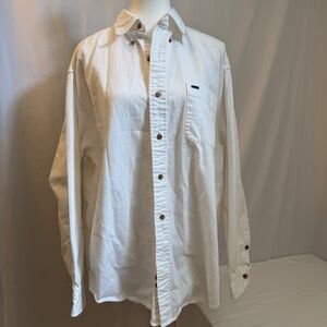 90s Vintage Alexander Julian White Heavy Cotton Utility Shirt L